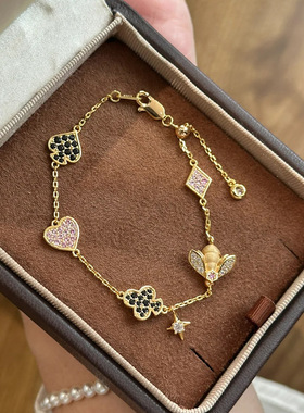 小红书爆款拉丝小蜜蜂手链中古感精致百搭款手链小众设计一件代发