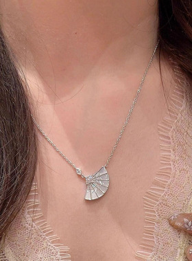 小红书爆款折扇国风文艺贝贝扇子项链气质轻奢千金感项链一件代发