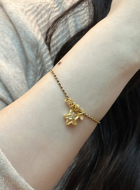 小红书同款diy星星手链女锤纹镭射五角星拉丝心形diy吊坠一件代发