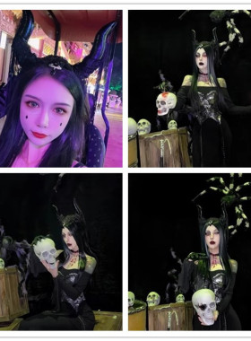 哥特怪异牛角走秀演出恶魔头饰