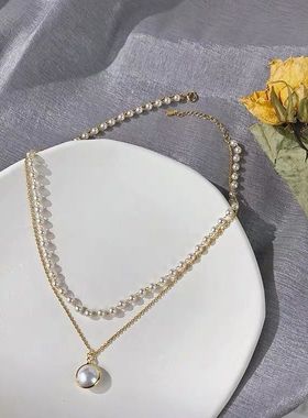 【在逃公主】仙女复古小众珍珠ins气质简约choker锁骨链双层项链
