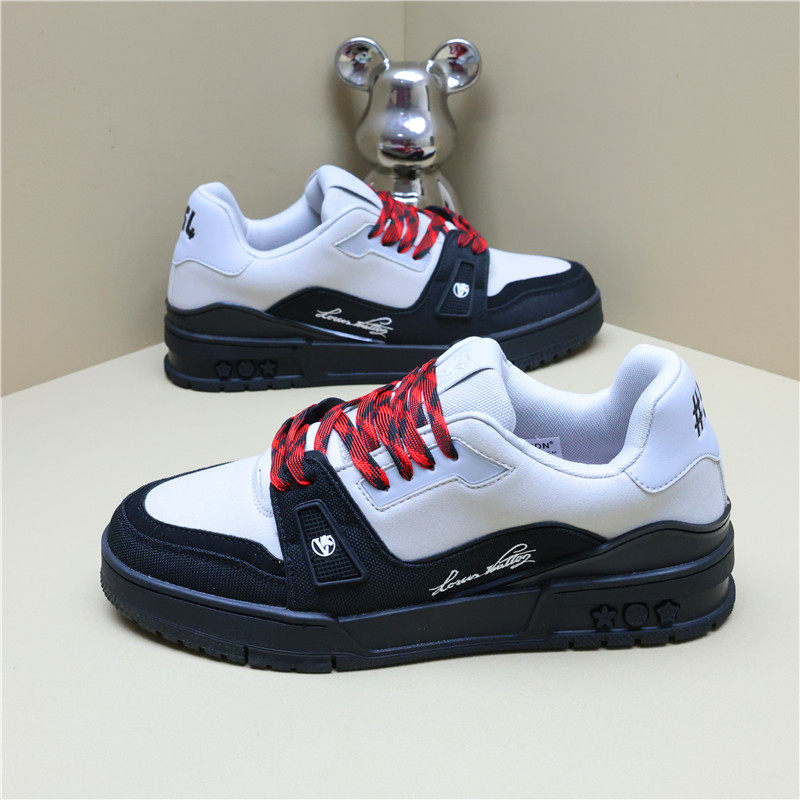 欧美站轻奢女鞋2026休闲风黑白撞色板鞋女圆头系带运动鞋百搭男鞋,淘宝优惠券,粉丝福利购,淘宝优惠卷