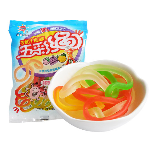 五彩绳软糖80后小时候怀旧小零食品童年糖果儿童橡皮qq糖散装混装 - 图3