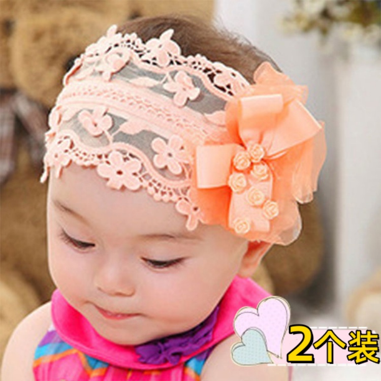 3个装儿童帽子发饰刘海假发箍卷发头花发夹发卡套头婴儿头饰发带 - 图1