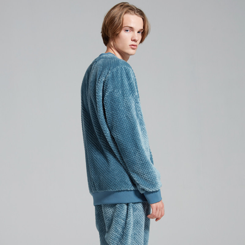 螃蟹秘密情侣加绒男士珊瑚绒睡衣 螃蟹秘密内衣睡衣/家居服套装