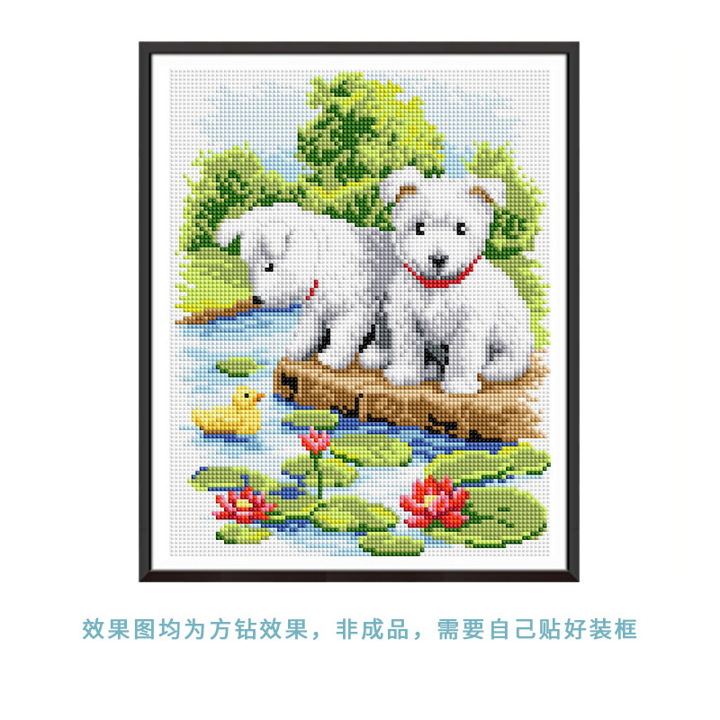 钻石画满钻新款动物卧室小蝠十字绣钻石绣客厅小狗狗图案可爱简单
