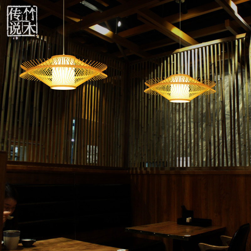 新中式餐厅吊灯酒店会所度假村客栈民宿装饰竹艺吊灯日式寿司料理_虎窝淘