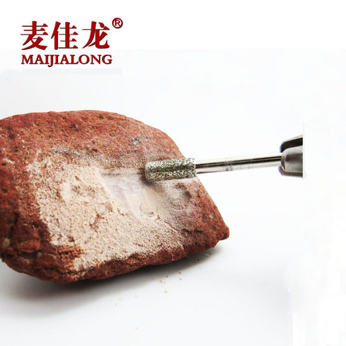 金刚石磨头  玉石雕刻原石去皮打磨头 金刚砂磨棒3mm柄圆柱形粗砂 - 图1