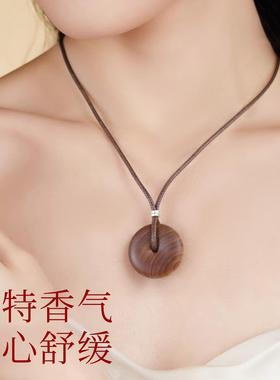 印度老山檀平安扣吊坠黑肉檀香木