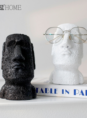 创意摩艾石像眼镜支架桌面摆件