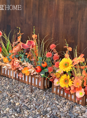 莫奈花园秋色仿真花造景栅栏花