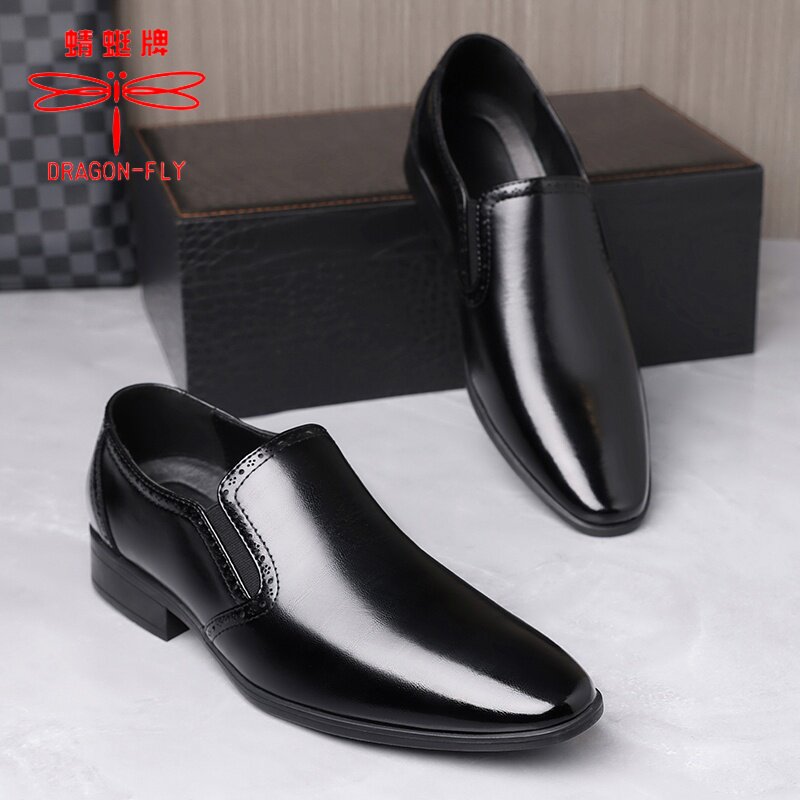 Dragonfly brand men's genuine leather breathable slip-on loafers