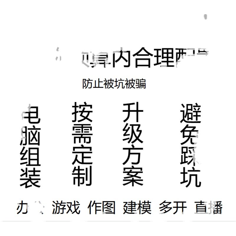 电脑配置装机咨询定制台式机组装DIY主机估价家用游戏整机配件ITX