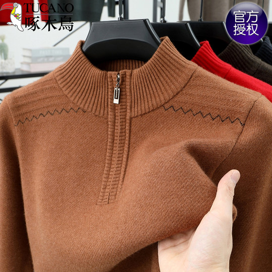 Woodpecker wool half zipper pullover cashmere sweater men