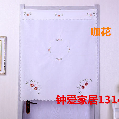 卧室门帘半帘布艺四季白色绣花长门帘厨房油烟隔断半截老式布门帘 - 图0