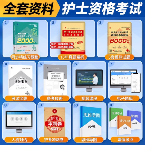 护考2026年历年真题库习题试卷试题2025全国护士资格证考试教材书执业资料备考26人卫版军医随身记轻松过护资刷题职业练习题模拟卷 - 图1