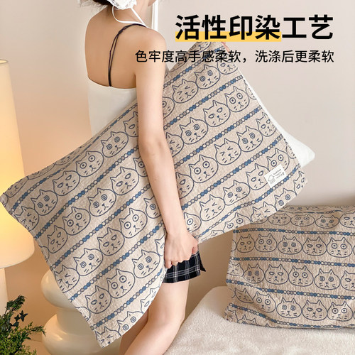 无印良品四季通用全棉枕巾一对装吸汗纯棉四层纱布高档枕头巾家用 - 图3
