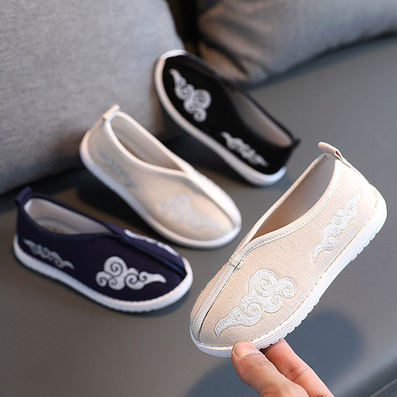 儿童汉服鞋男童布鞋春秋新款潮防臭软底手工一脚蹬中国风绣花鞋,淘宝优惠券,粉丝福利购,淘宝优惠卷