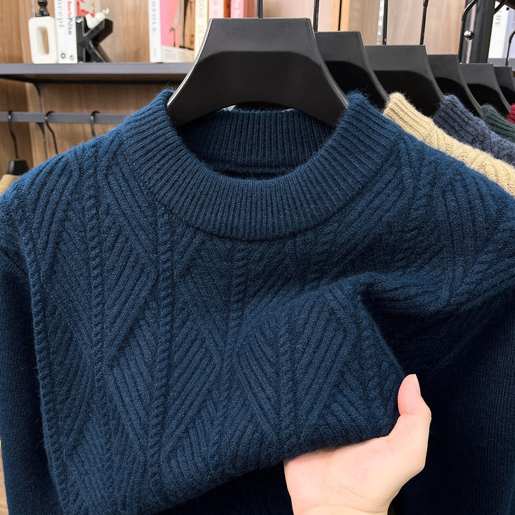Half turtleneck imitation cashmere warm jacquard sweater/sweater for middle-aged and elderly people