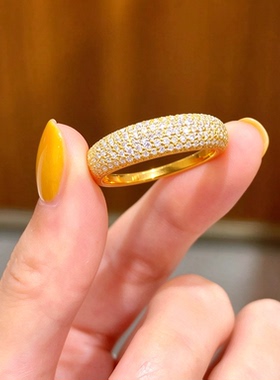 金包银定制工厂繁星戒指女满天星素圈戒指轻奢高级点钻排戒送女友