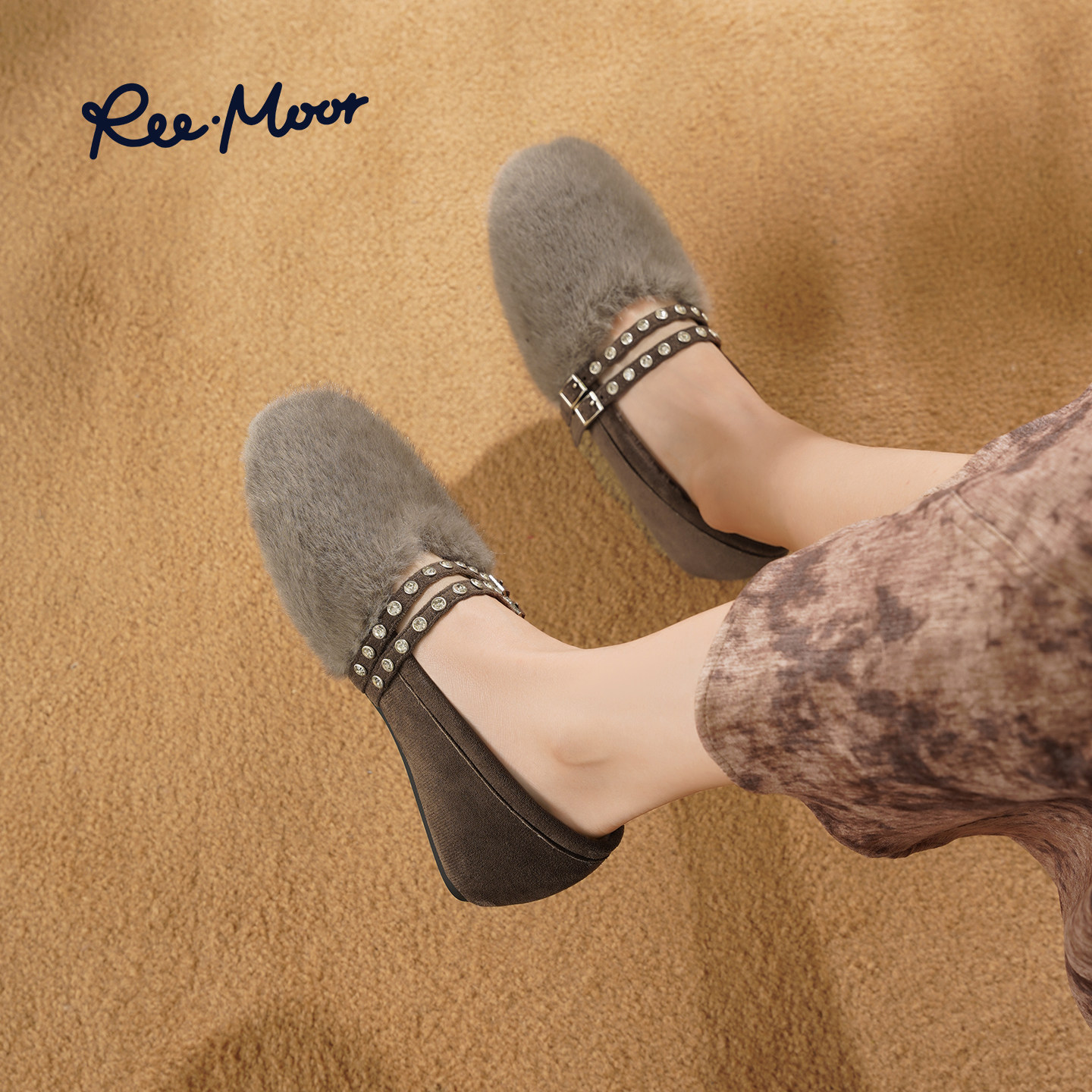 REEMOOR睿慕2025冬季新款复古英伦风圆头内增高毛绒玛丽珍鞋女,淘宝优惠券,粉丝福利购,淘宝优惠卷