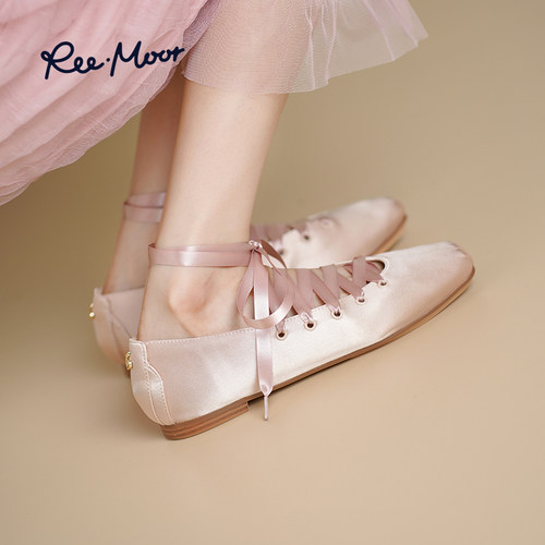 REEMOOR睿慕2025秋季新款法式复古玛丽珍鞋女交叉绑带粗跟单鞋 - 图0