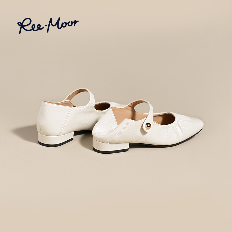 REEMOOR睿慕2025秋季新款小方头法式玛丽珍鞋通勤浅口粗跟单鞋女 - 图0