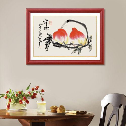 新中式实木配电箱装饰画推拉电表箱画挡电箱画牡丹挂画电闸画液压 - 图3