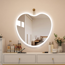 Cloud Heart-shaped Cosmetic Mirror Profiled led Bedroom dresser Mirror Hanging Wall Wall-mounted Decorative mirror Smart with lamp