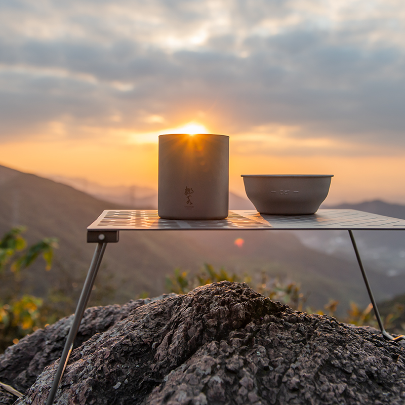 Naturehike挪客无柄双层钛杯户外野餐餐具便携野营超轻纯钛水杯