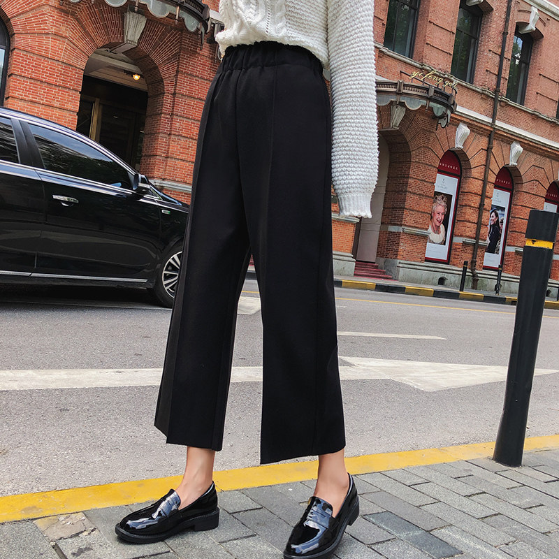毛呢阔腿裤秋冬2020新款休闲裤子 罗塔依曼休闲裤