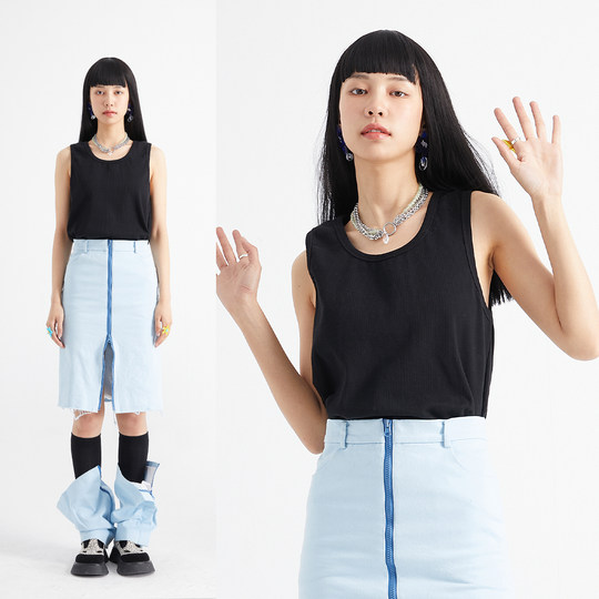 FUNKYFUN original design new summer style ribbed vest with good texture for men and women fashionable sleeveless vest trendy