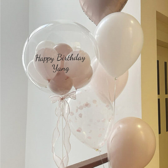 粉色花瓣透明波波飘空气球装饰儿童周岁生日场景布置女孩求婚婚礼