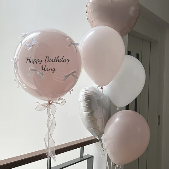 粉色花瓣透明波波飘空气球装饰儿童周岁生日场景布置女孩求婚婚礼