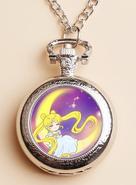 学生表美少女战士挂表项链月野兔/火野丽怀表女士复古长款毛衣链