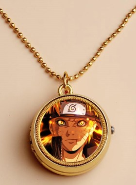 项链表火影忍者怀表卡卡西项链表手表挂件写轮眼木叶鸣人万花筒动