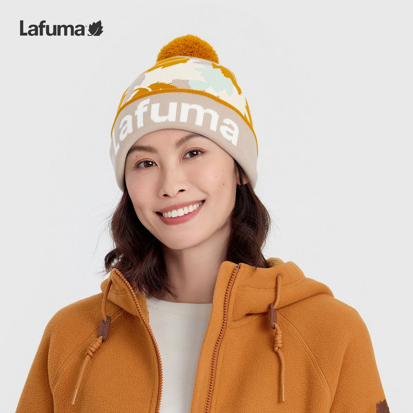 LAFUMA乐飞叶户外秋冬保暖护耳针织帽女士运动休闲纱球花色毛线帽,淘宝优惠券,粉丝福利购,淘宝优惠卷