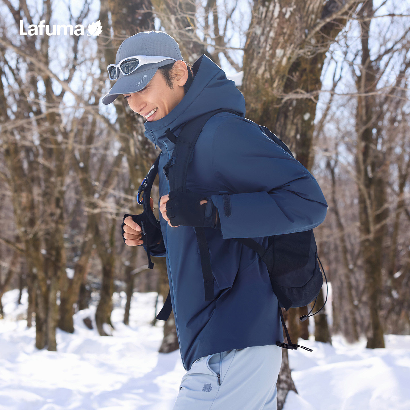 Lafuma/乐飞叶户外秋冬保暖连帽冲锋衣羽绒服男休闲防风防水外套