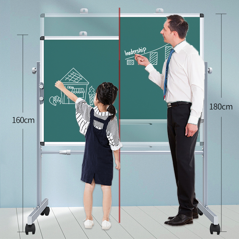 VIZ-PRO移动黑板 支架式家用教学粉笔绿板中小学生培训班白板写字板磁性办公室会议看板手写板可擦多功能黑板 - 图1