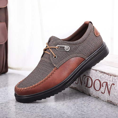 老北京布鞋系带商务休闲春秋男鞋软底防滑中老年46百搭爸爸大码47 - 图1