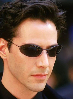 黑客帝国墨镜男纯钛无框太阳镜