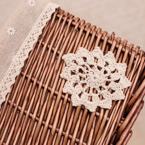 家居收纳筐藤编储物筐篮柳编脏衣服篮厨房零食杂物篮盒田园布艺筐 - 图2