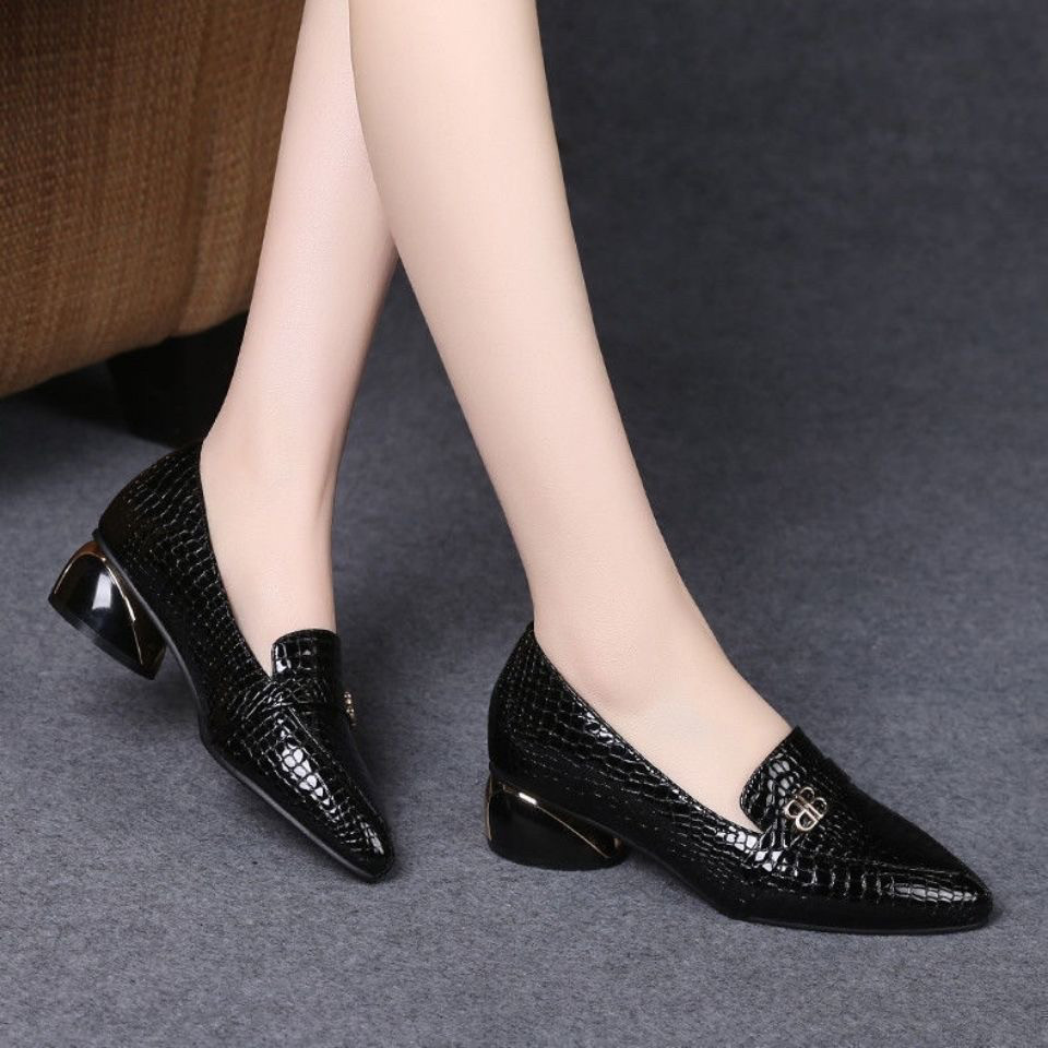 2024新款春季皮鞋女软皮粗跟真皮女鞋春秋中跟单鞋春款平底豆豆鞋,淘宝优惠券,粉丝福利购,淘宝优惠卷