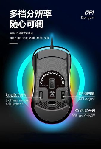 魔界公爵G702水晶有线游戏发光电竞透明RGB吃鸡电脑宏自定义鼠标 - 图0