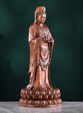 紫铜观音摆件南海菩萨站像铜工艺品家居饰品观世音立像