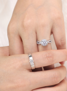 一克拉扭臂仿真钻戒结婚对戒情侣款活口戒指婚礼仪式现场摆拍道具