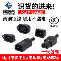 Electric car charging port character plug socket pure copper three-hole three-pin AC power plug 10A Notre-to-joint