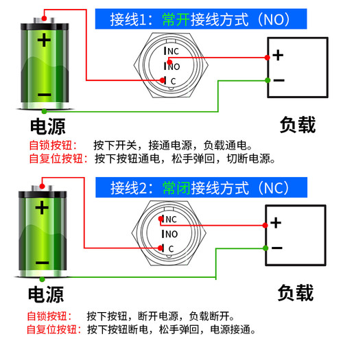 点动开关 自复位圆形平钮按钮开关LA16-11BN AB6Y-M 16mm一开一闭 - 图2