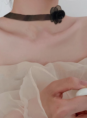 山茶花项链绳女锁骨链脖颈链