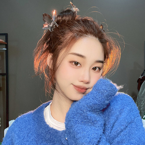 夏季透明蝴蝶抓夹高级感后脑勺发夹女小号发抓夹新款水晶发卡发饰 - 图1